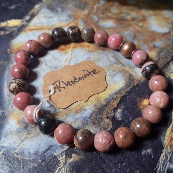 Rhodonite Gemstone Healing Bracelet - Picture 3 of 3